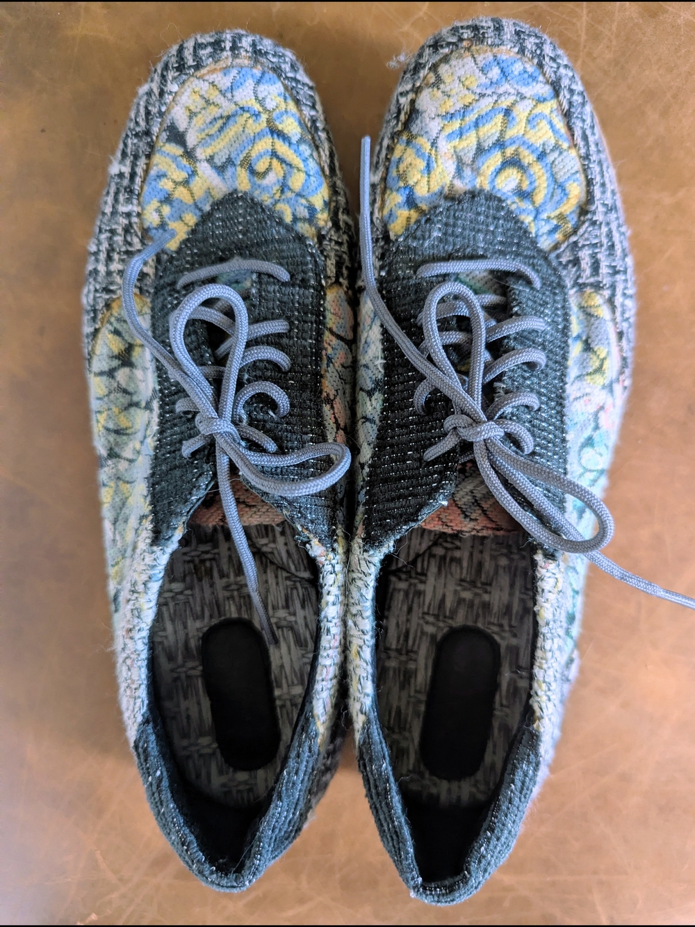 Born Multicolor Woven Lace-Up Sneakers in Blue and Yellow